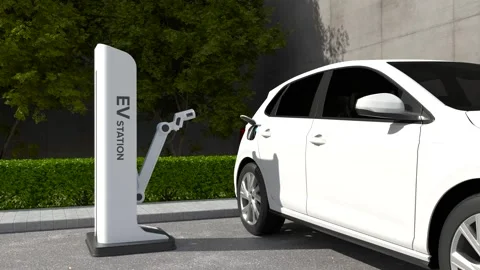 Robot charging electric car, Automatic electric car charging stations Видео 252954823