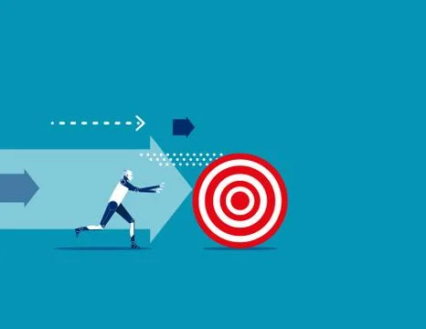 Robot chasing the target. Concept business vector illustration. Stock Illustration