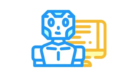 Robot chat bot color icon animation Stock Footage 327270698