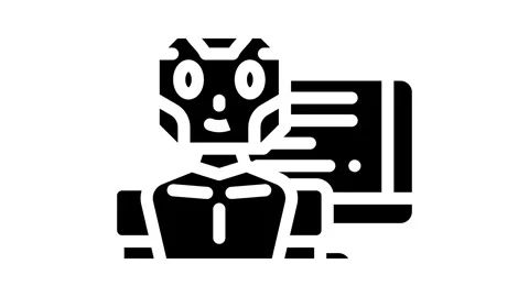Robot chat bot glyph icon animation Stockbeeldmateriaal 326745864