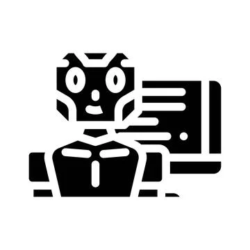 Robot chat bot glyph icon vector illustration Illustrazione stock