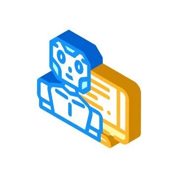 Robot chat bot isometric icon vector illustration Illustrazione stock