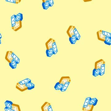 Robot chat bot isometric icon seamless pattern Stock Illustration
