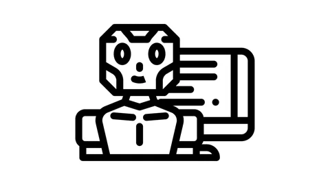 Robot chat bot line icon animation Stockbeeldmateriaal 326765058