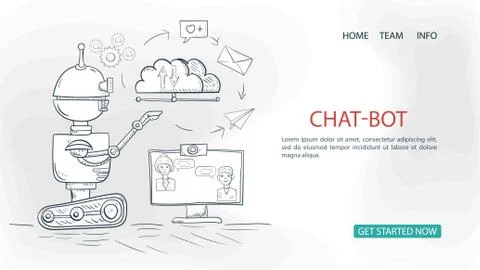 Robot chat bot provides user communication For a Website Or Mobile App Artifi Stock Illustration