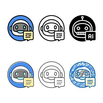 Robot chat bot types color icon vector Stock Illustration