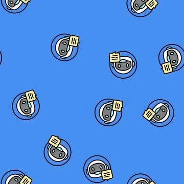 Robot chat bot vector seamless pattern Stock Illustration