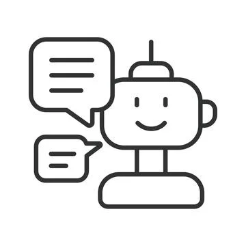Robot chatbot artificial intelligence icon in line design. Robot, chatbot Stock Illustration