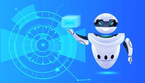 Robot chatbot assistant modern robotic character artificial intelligence concept Illustrazione stock