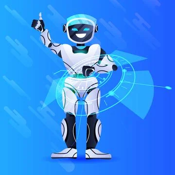 Robot chatbot assistant modern robotic character artificial intelligence concept イラスト素材
