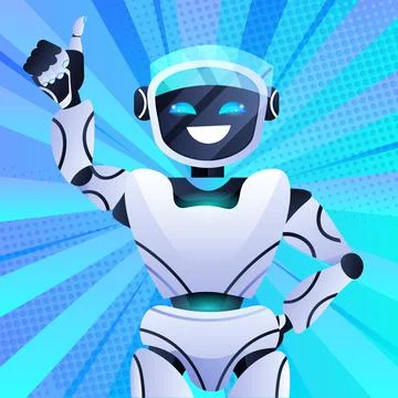 Robot chatbot assistant modern robotic character artificial intelligence concept Illustrazione stock