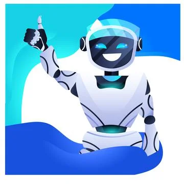 Robot chatbot assistant modern robotic character artificial intelligence concept Stock Illustration