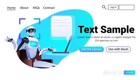 Robot chatbot assistant with speech bubble detection and identification facial 库存插图