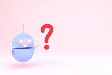 Robot chatbot with copy space 3d. Cute AI bot helper mascot character cartoon Stock Illustration