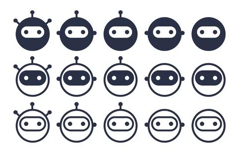 Robot chatbot head set. Vector flat and line style. Stock Illustration