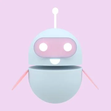 Robot chatbot icon 3d. Cute AI bot helper mascot character cartoon symbol bus Stock Illustration