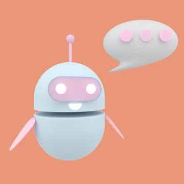 Robot chatbot icon 3d. Cute AI bot helper mascot character cartoon symbol bus Stock Illustration