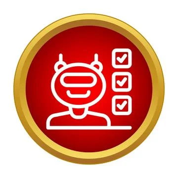 Robot chatbot icon performing an automated task verification checklist Stock Illustration