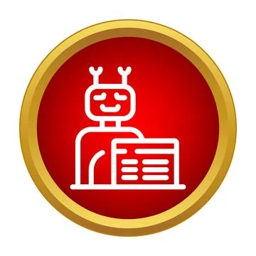 Robot chatbot icon providing automated online customer service イラスト素材