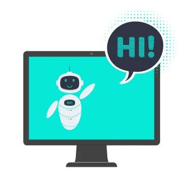 Robot chatbot icon sign flat style design vector illustration isolated on white Stock Illustration