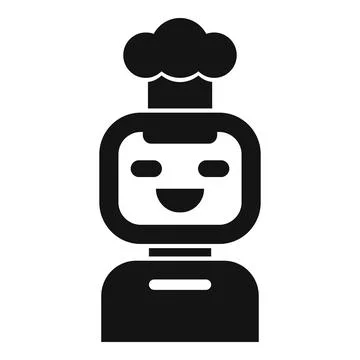 Robot chef smiling and wearing chef hat, artificial intelligence in the kitch Stock Illustration