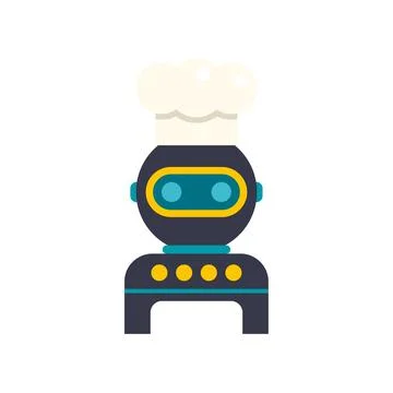 Robot chef wearing hat for automated cooking Stock Illustration