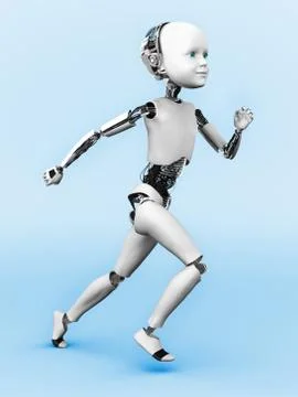 Robot child running. Stock Illustration