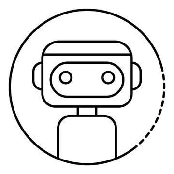 Robot in the circle icon, outline style Stock Illustration