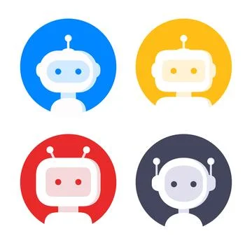 Robot in circle vector icon set Stock Illustration