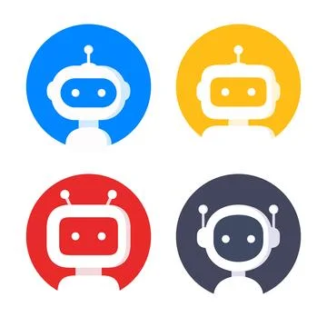 Robot in circle vector icon set Stock Illustration