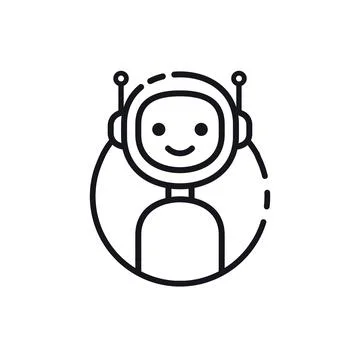 Robot in circle vector line icon Stock Illustration