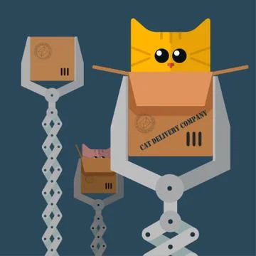 Robot claw holding box Stock Illustration