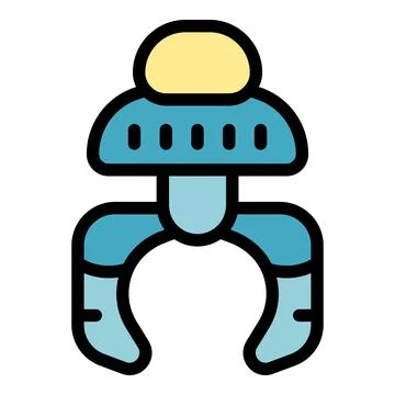 Robot claw holding a light bulb innovation technology icon Stock Illustration