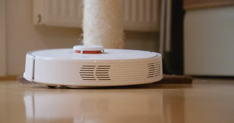 Robot cleaner cleans the room. Stock Footage 124181042