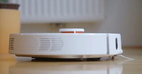 Robot cleaner cleans the room. Stock Footage 124181563