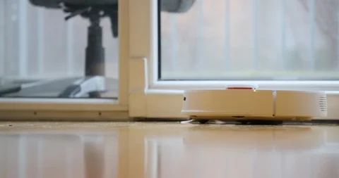Robot cleaner cleans the room. Stock Footage 124182852