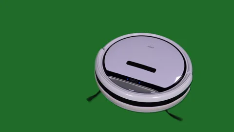 Robot Cleaner On Green Chromakey Vídeo Stock 105410366