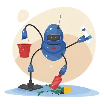 Robot cleaner. New concept of robotic technologies Stock Illustration
