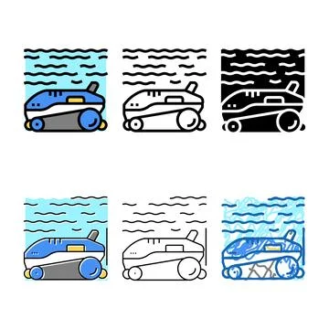 Robot cleaner pool color diversity icon vector 스톡 일러스트