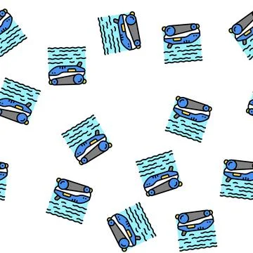 Robot cleaner pool vector seamless pattern Illustrazione stock