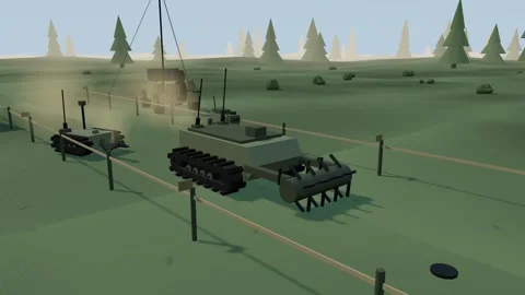 Robot clearance team working forest lane Stock Footage 341389275