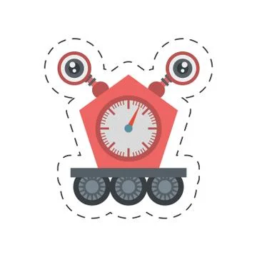 Robot clock eletronic mechanical cutting line Illustrazione stock