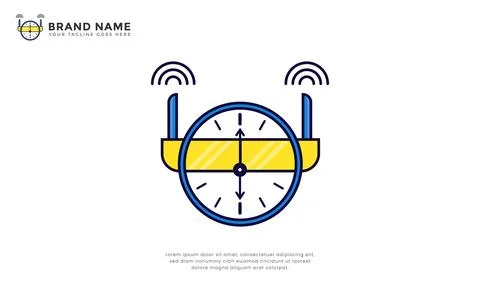 Robot Clock Logo Stock Illustration