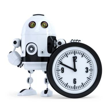 Robot with clock. Technology concept. Isolated. Contains clipping path Stock Illustration