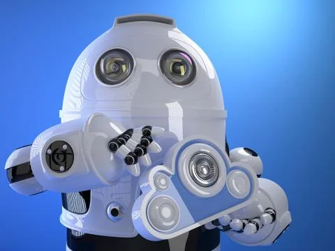 Robot with cloud in his hand. Cloud computing concept. Technology concept イラスト素材