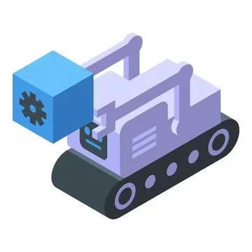 Robot coding icon isometric vector. Work process Illustrazione stock