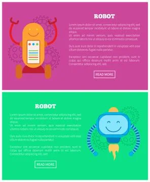 Robot Collection Internet Page Vector Illustration Illustrazione stock