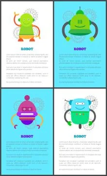 Robot Collection of Poster Vector Illustration Illustrazione stock