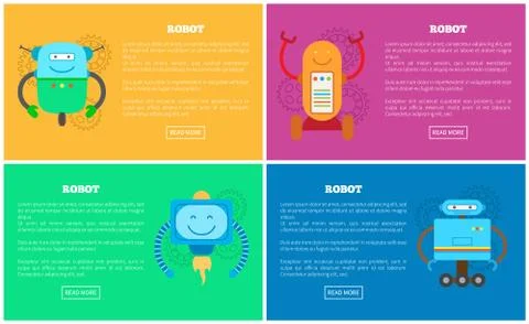 Robot Collection Websites Vector Illustration Illustrazione stock