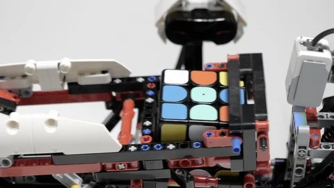 Robot collects Rubik's cube. Artificial intelligence. Stock Footage 125482033